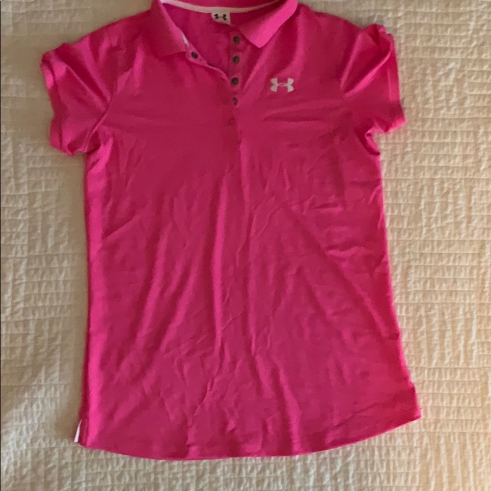 Youth XL pink Under Armour polo shirt